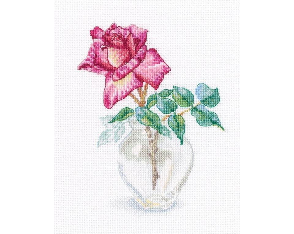 RTO Counted Cross Stitch Kit – Excellence – A Single Rose in a Vase