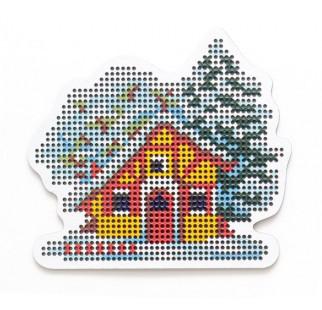 RTO Wooden Magnet Cross Stitch Kit – Snowy House With  Trees