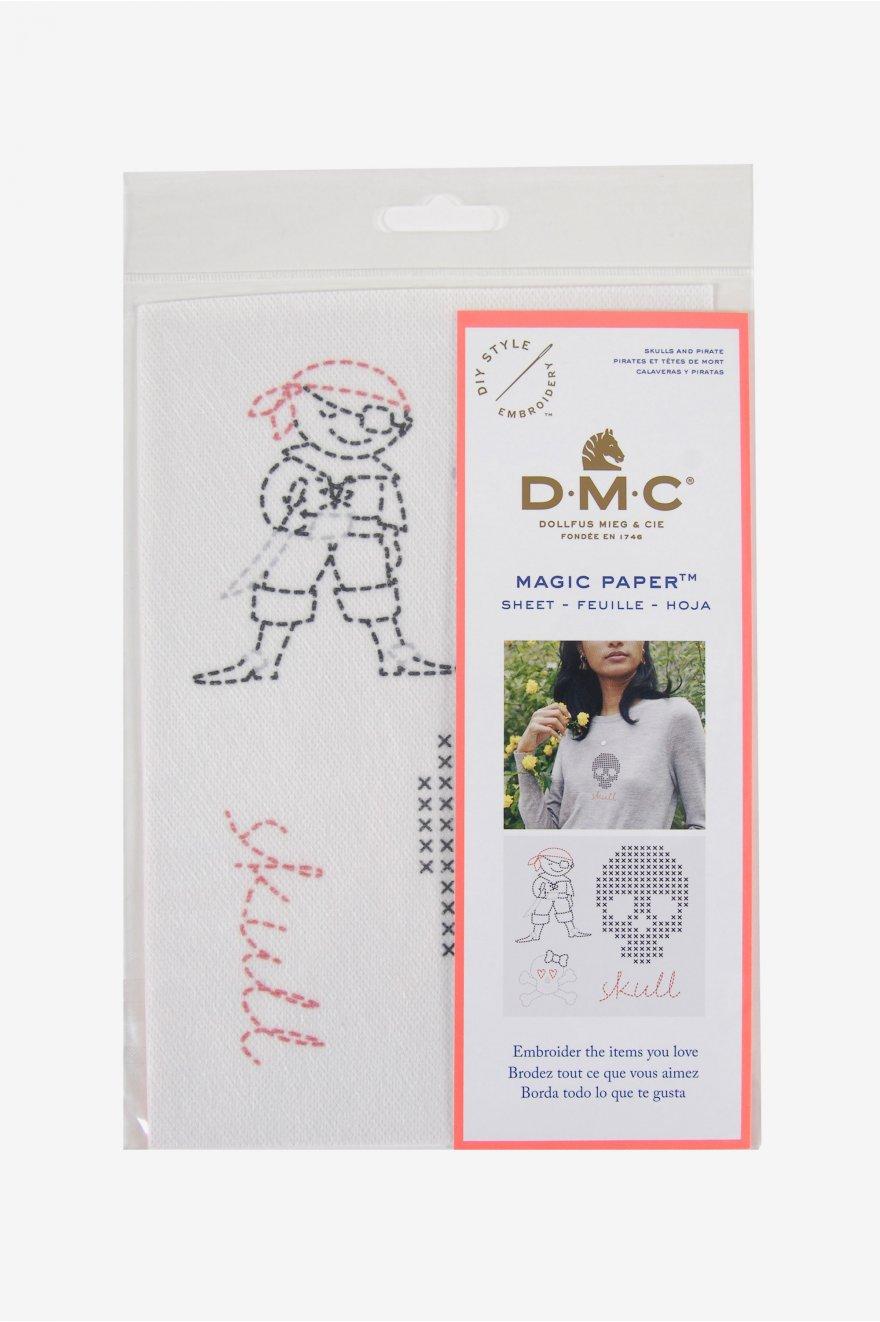 DMC Magic Paper – Skulls & Pirate – Printed design on soluble canvas- For cross stitch