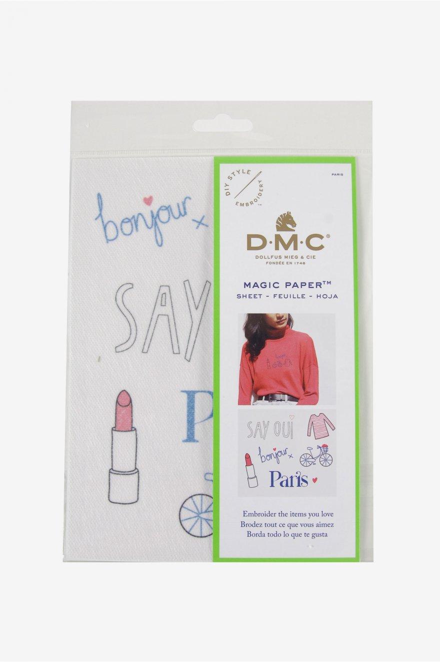 DMC Magic Paper – Paris Collection – Printed design on soluble canvas- For embroidery