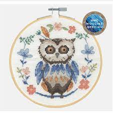 DMC Counted Cross Stitch Kit – Folk Owl – Hoop included