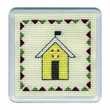 Beach Huts Coaster (Yellow) Counted Cross stitch kit by Textile Heritage