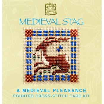 Textile Heritage Counted Cross Stitch Kit – Mini Card  – Medieval Stag