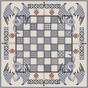DoodleCraft – Cross Stitch & Blackwork kit – Chessboard – Blue Dragons – Stitch-your-own Chess Board