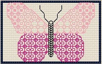 DoodleCraft – Cross Stitch & Blackwork – Butterfly Keyring Why not stitch a keyring, great as a gift