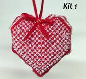 DoodleCraft – Cross Stitch & Blackwork kit – Christmas Tree Heart Decoration Kit – with beads