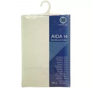 RTO prepacked Aida Cross stitch fabric White 14 count, 39cm x 45cm /15.5” x 17.5”.